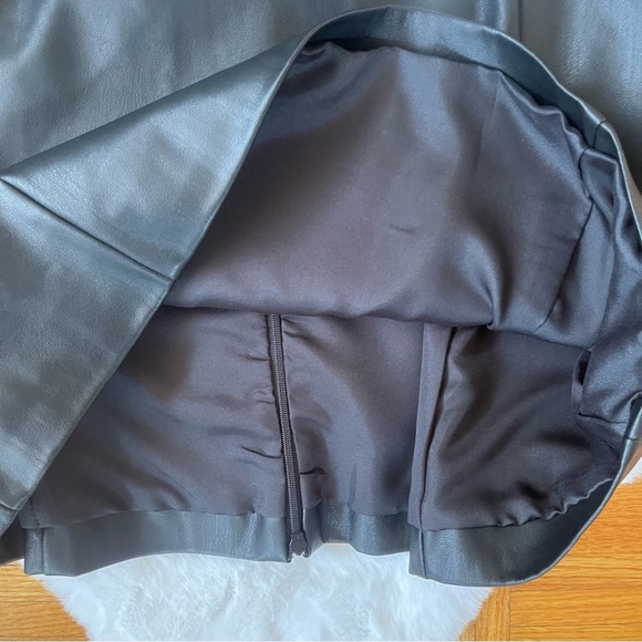 AQUA faux leather top black short sleeve Size Small - Picture 7 of 12